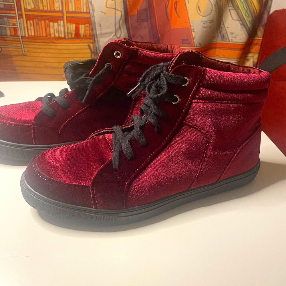 ASOS Burgundy Velvet High-Top Boots Size 10